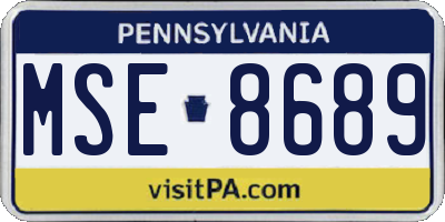 PA license plate MSE8689