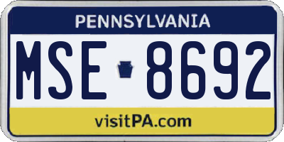 PA license plate MSE8692