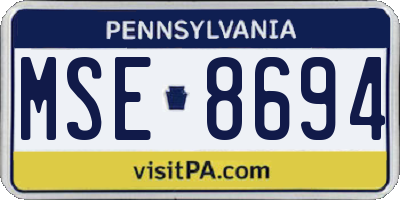 PA license plate MSE8694