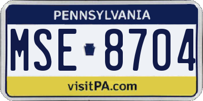 PA license plate MSE8704