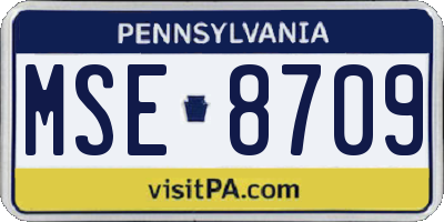 PA license plate MSE8709