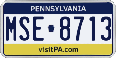 PA license plate MSE8713