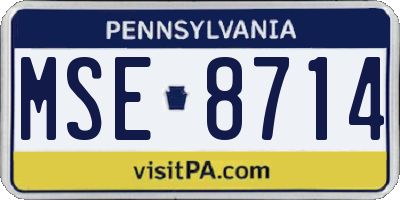 PA license plate MSE8714