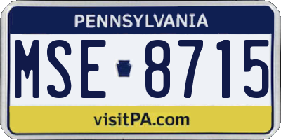 PA license plate MSE8715