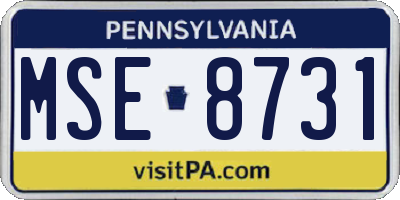 PA license plate MSE8731