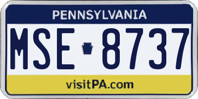 PA license plate MSE8737