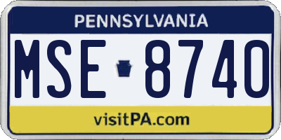 PA license plate MSE8740