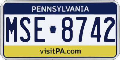 PA license plate MSE8742