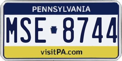 PA license plate MSE8744