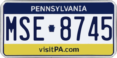 PA license plate MSE8745