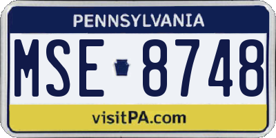 PA license plate MSE8748