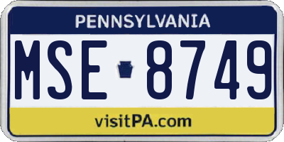 PA license plate MSE8749