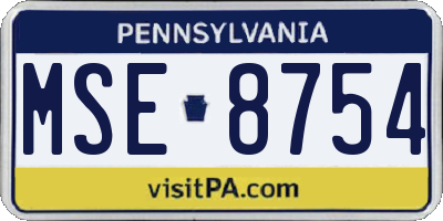 PA license plate MSE8754