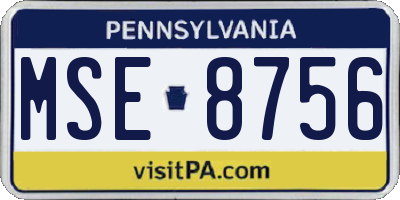 PA license plate MSE8756