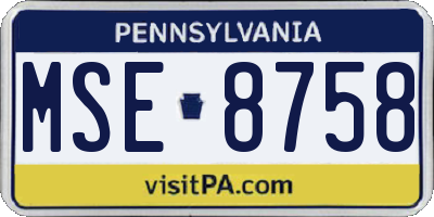PA license plate MSE8758