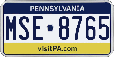 PA license plate MSE8765