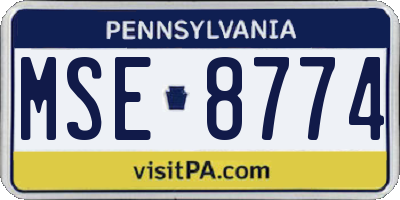 PA license plate MSE8774