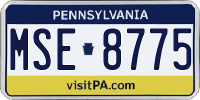 PA license plate MSE8775