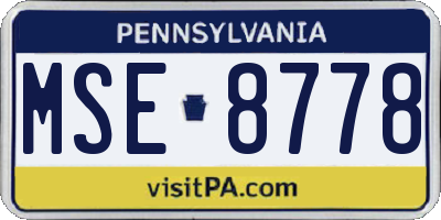 PA license plate MSE8778