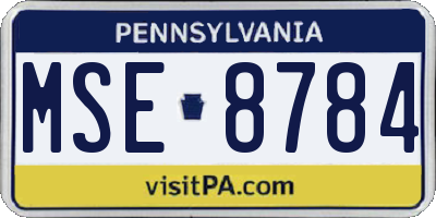 PA license plate MSE8784