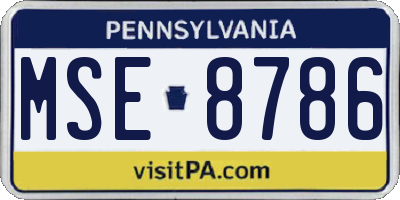 PA license plate MSE8786