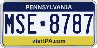 PA license plate MSE8787