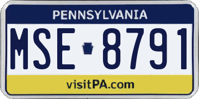 PA license plate MSE8791