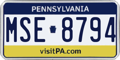 PA license plate MSE8794