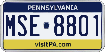 PA license plate MSE8801