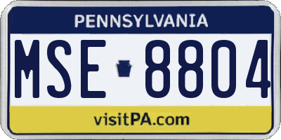 PA license plate MSE8804