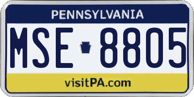 PA license plate MSE8805
