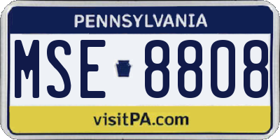 PA license plate MSE8808