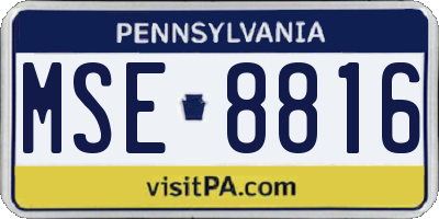 PA license plate MSE8816