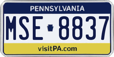 PA license plate MSE8837