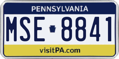 PA license plate MSE8841