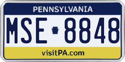 PA license plate MSE8848