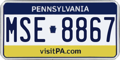 PA license plate MSE8867