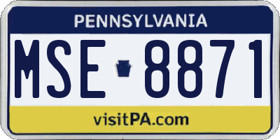 PA license plate MSE8871
