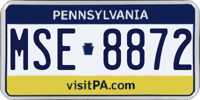 PA license plate MSE8872