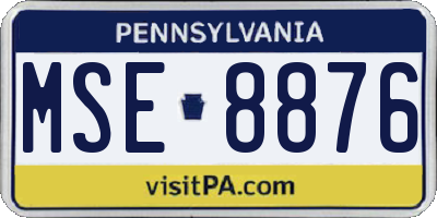 PA license plate MSE8876
