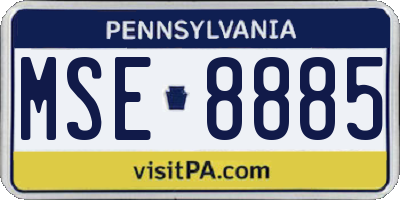PA license plate MSE8885