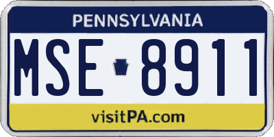 PA license plate MSE8911