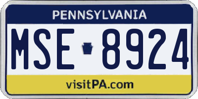 PA license plate MSE8924