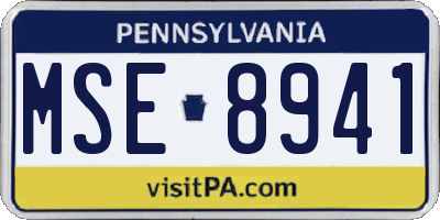 PA license plate MSE8941