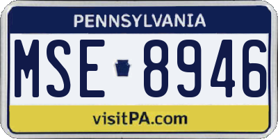 PA license plate MSE8946