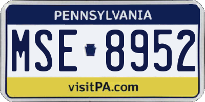 PA license plate MSE8952