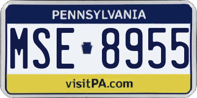 PA license plate MSE8955