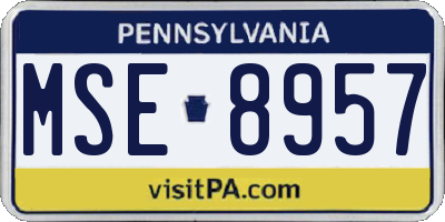 PA license plate MSE8957