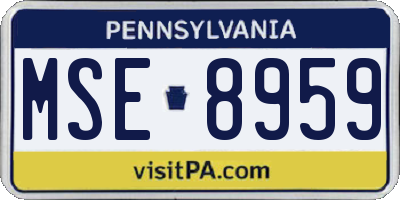 PA license plate MSE8959