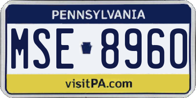 PA license plate MSE8960